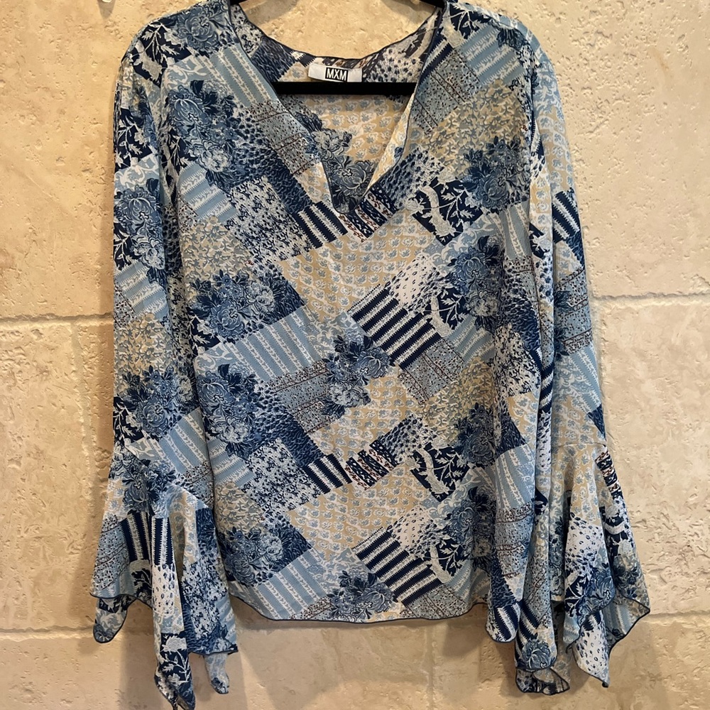 MXM Blue Boho blouse, size 24